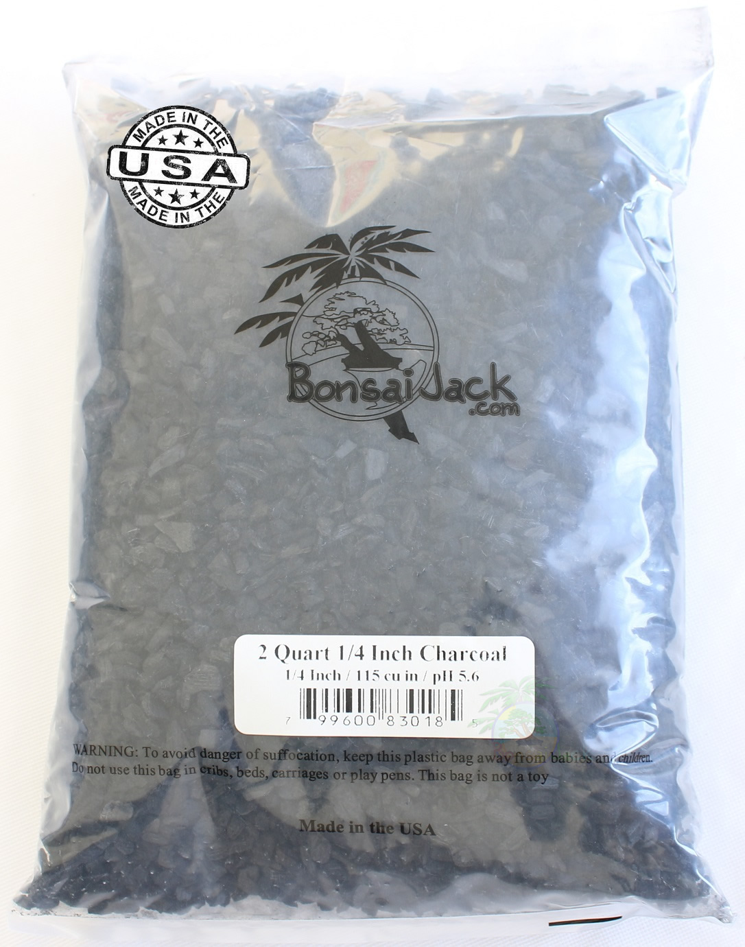 2 Dry Quarts 1/4 inch Horticultural Charcoal Bonsai Jack