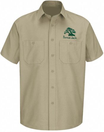2 Pocket, Laborers, Guayabera Inspired Logo Shirt. Short Sleeve